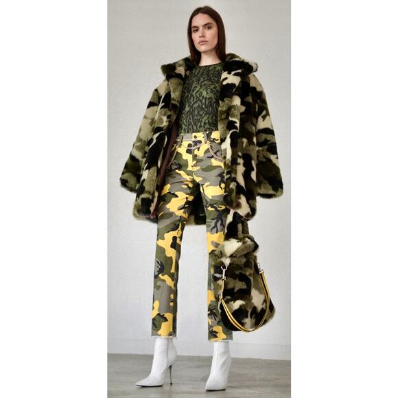 Pam & Gela Camo‎ Faux Fur Coat M/L $595 - Picture 1 of 16